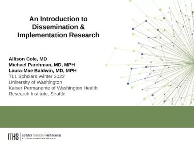 An Introduction to Dissemination & Implementation Research