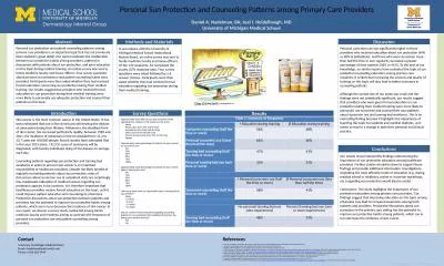 Personal Sun Protection and Counseling Patterns among Primary Care Providers