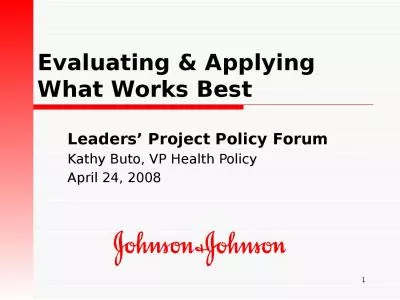 1 Evaluating & Applying What Works Best