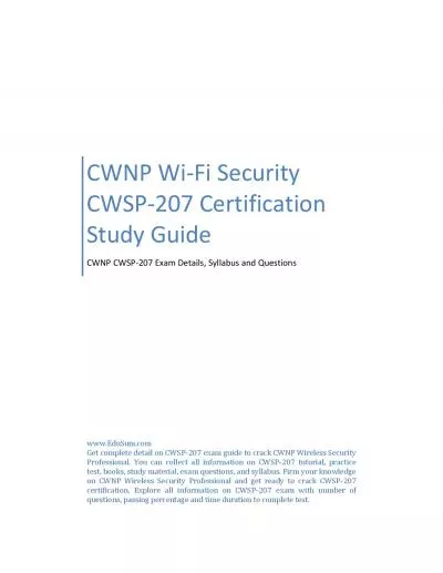 CWNP Wi-Fi Security CWSP-207 Certification Study Guide