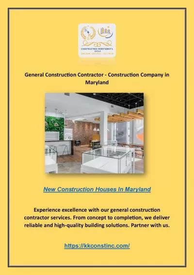 General Construction Contractor - Construction Company in Maryland