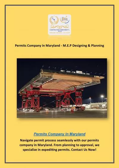 Permits Company in Maryland - M.E.P Designing & Planning