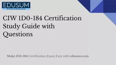 CIW 1D0-184 Certification Study Guide with Questions