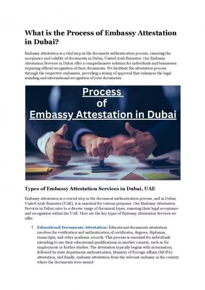 What is the Process of Embassy Attestation in Dubai?