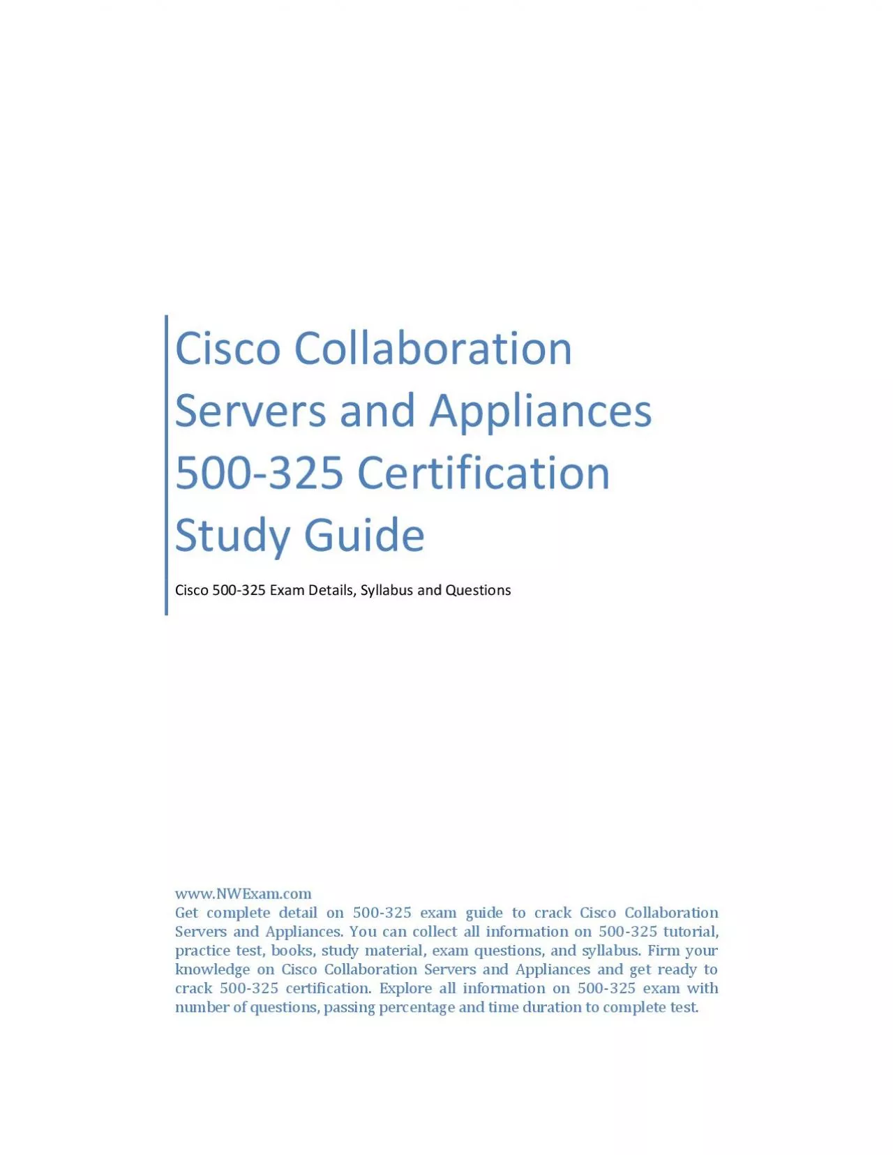 PDF-Cisco Collaboration Servers and Appliances 500-325 Certification Study Guide