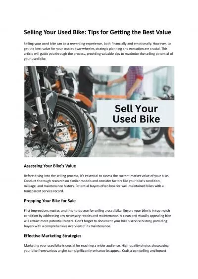 Selling Your Used Bike: Tips for Getting the Best Value