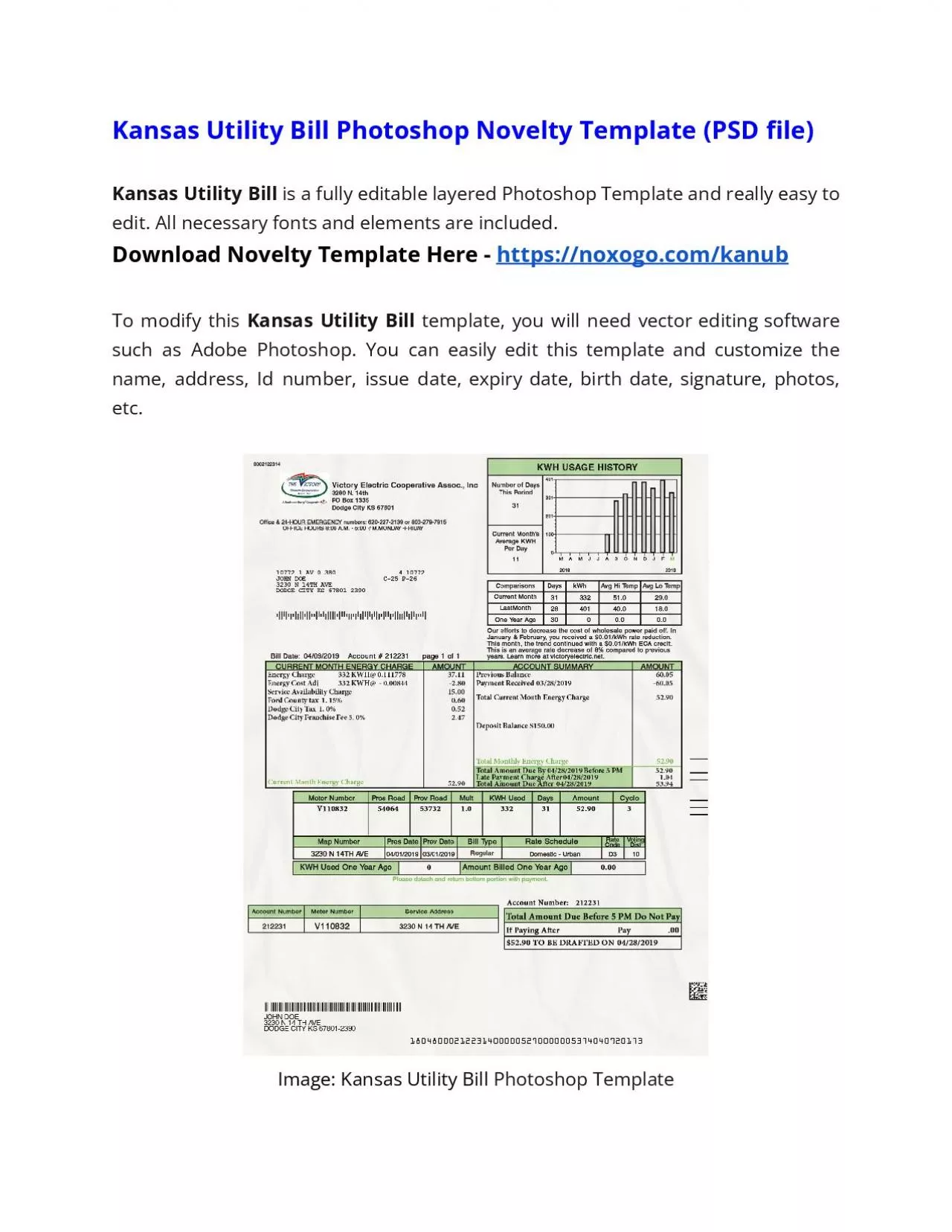 PDF-Kansas Utility Bill Photoshop Novelty Template