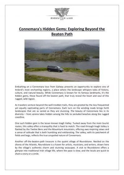 DM Executive Line - Connemara\'s Hidden Gems: Exploring Beyond the Beaten Path