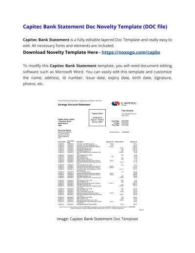Capitec Bank Statement DOC Novelty Template