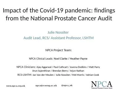 Impact of the Covid-19 pandemic: findings from the National Prostate Cancer Audit