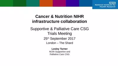 Cancer & Nutrition NIHR infrastructure collaboration