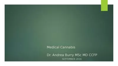 Medical Cannabis Dr. Andrea Burry MSc MD CCFP