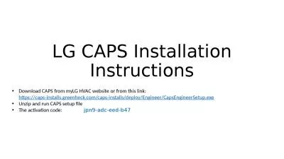 LG CAPS Installation Instructions