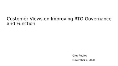 Customer Views on Improving RTO Governance and Function