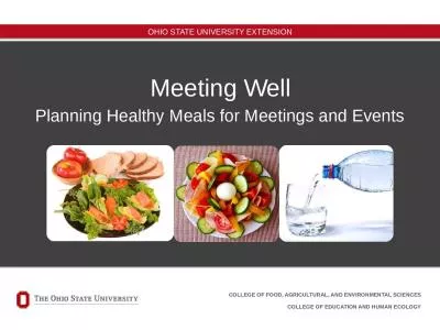 Meeting Well Planning Healthy Meals for Meetings and Events