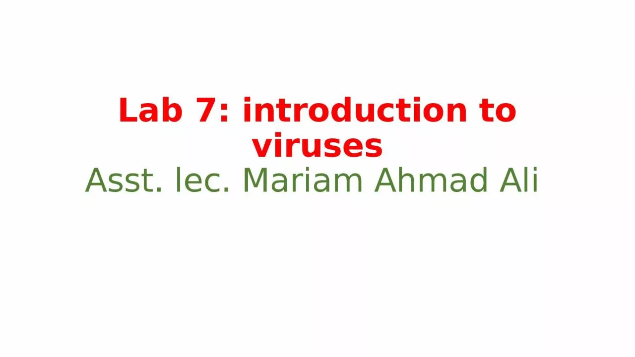 Lab 7: introduction to viruses