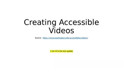 Creating Accessible Videos