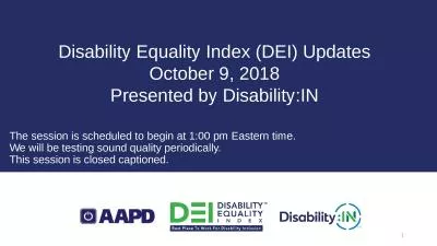 1 Disability Equality Index (DEI) Updates