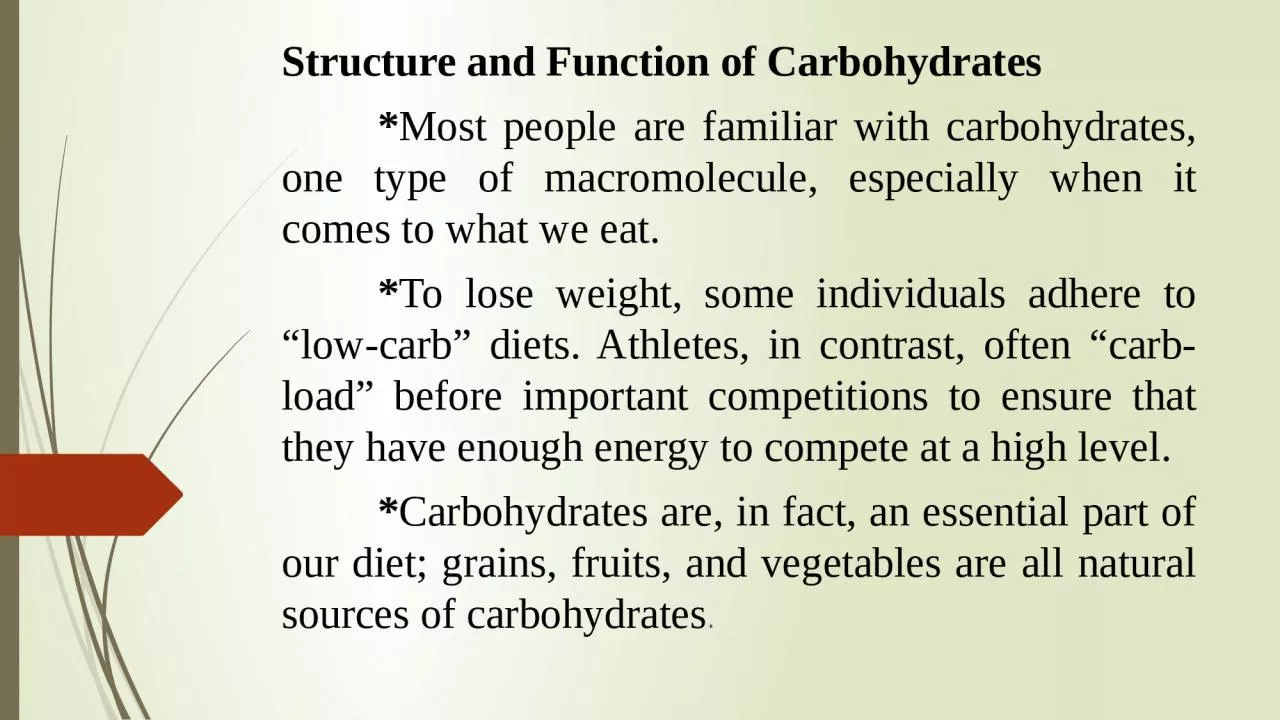 PPT-Structure and Function of Carbohydrates