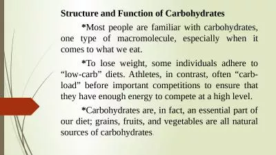 Structure and Function of Carbohydrates