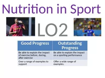 Nutrition in Sport  LO2 Good Progress