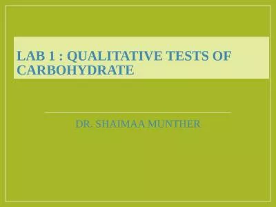 LAB 1 : Qualitative tests of Carbohydrate