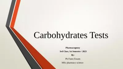 Carbohydrates Tests  Pharmacognosy