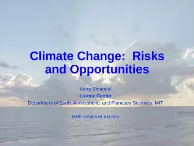Climate Change:  Risks and Opportunities