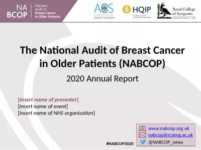 #NABCOP2020 The National Audit of Breast Cancer in Older Patients (NABCOP)