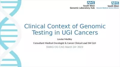 Clinical Context of Genomic Testing in UGI Cancers