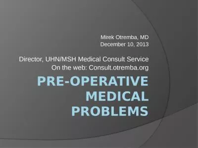 Pre-operative medical problems