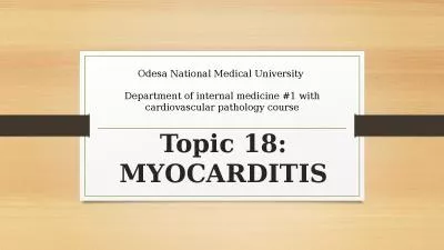 Topic 18: MYOCARDITIS Odesa National Medical University