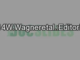 814W.Wagneretal.:Editorial