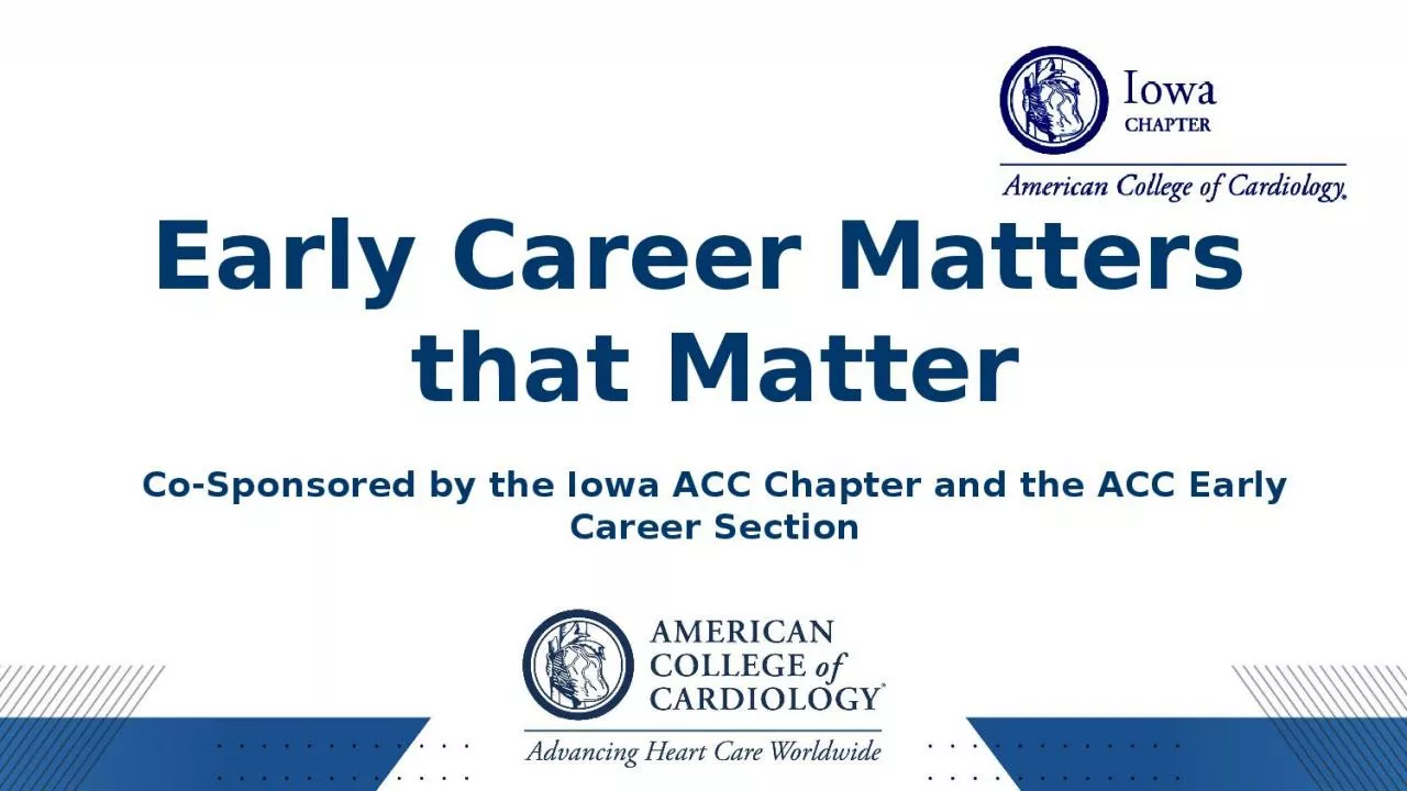 Early Career Matters  that Matter