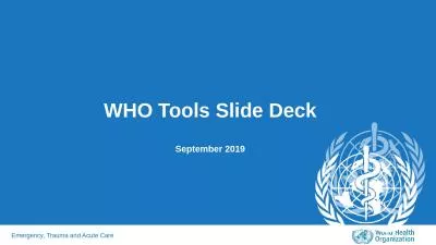 WHO Tools Slide Deck September 2019