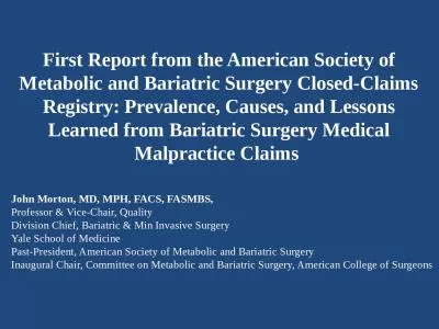 First Report from the American Society of Metabolic and Bariatric Surgery Closed-Claims