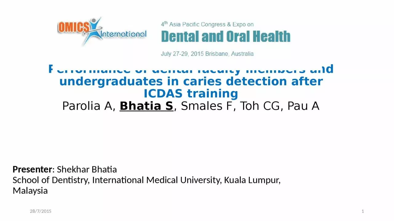 PPT-Performance of dental faculty members and undergraduates in caries detection after ICDAS