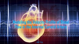 PPT-Modeling the Velocity Profile of Blood Flow in the Internal Carotid Artery