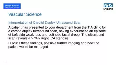 Vascular Science Interpretation of Carotid Duplex Ultrasound Scan