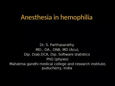 Anesthesia in hemophilia