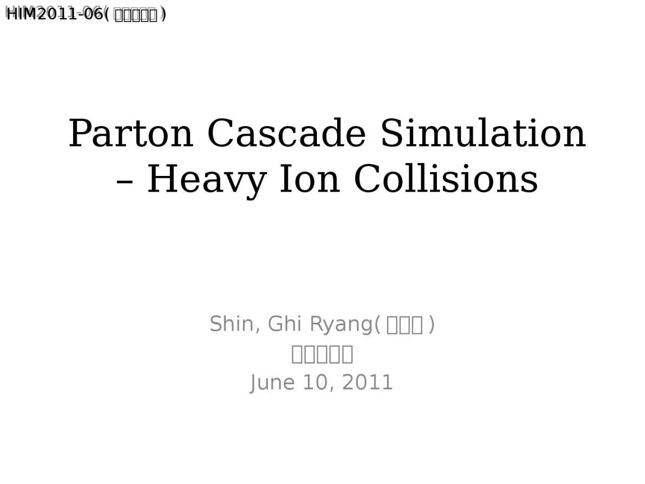 PPT-Parton Cascade Simulation – Heavy Ion Collisions