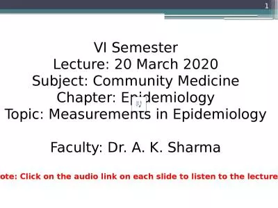 1 VI Semester Lecture: 20 March 2020
