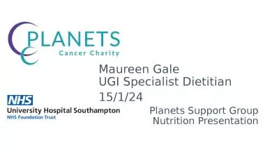Planets Support Group Nutrition Presentation