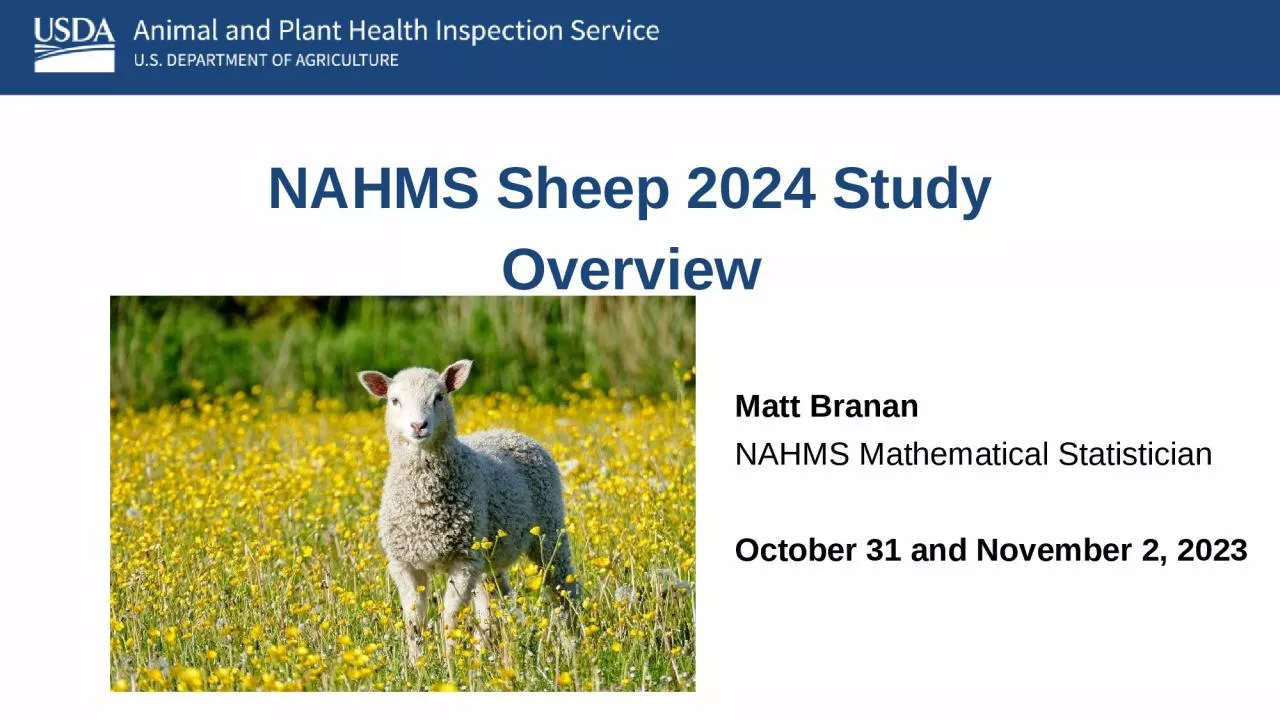 PPT-NAHMS Sheep 2024 Study Overview