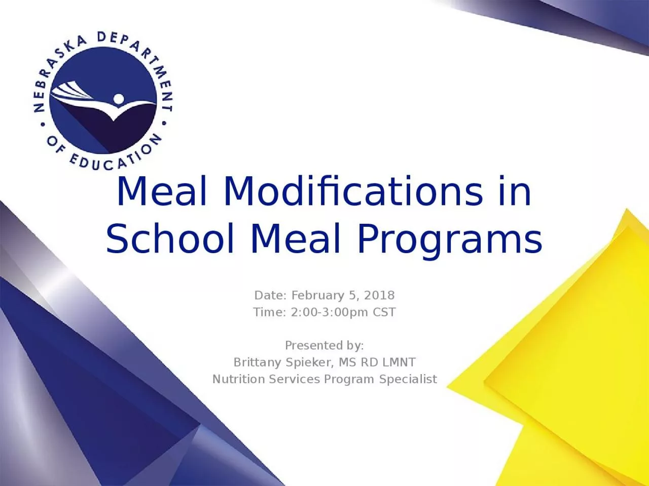 Meal Modifications in School Meal Programs