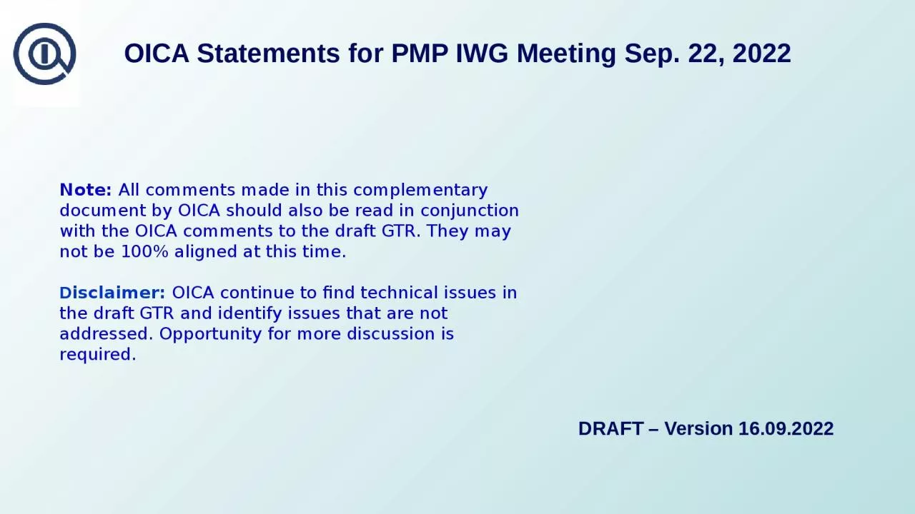 PPT-OICA Statements for PMP