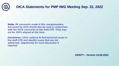 OICA Statements for  PMP