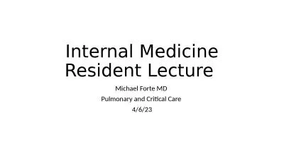 Internal Medicine Resident Lecture 