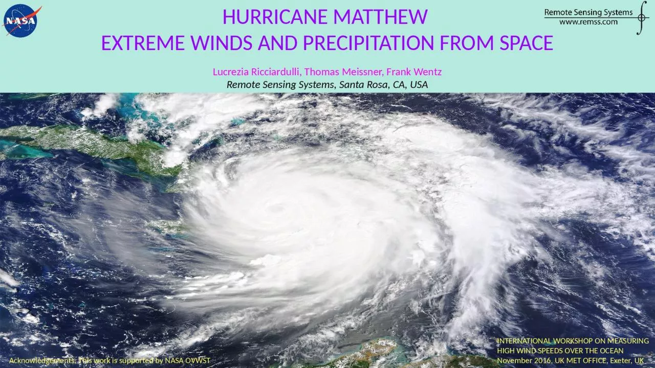 PPT-HURRICANE MATTHEW EXTREME WINDS AND PRECIPITATION FROM SPACE