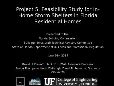 Project 5:  Feasibility Study for In-Home Storm Shelters in Florida Residential